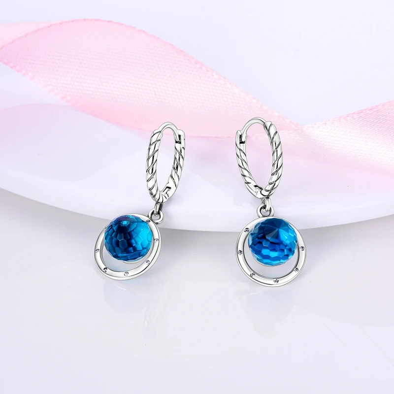 925 Sterling Silver Blue Cubic Zircon Earrings