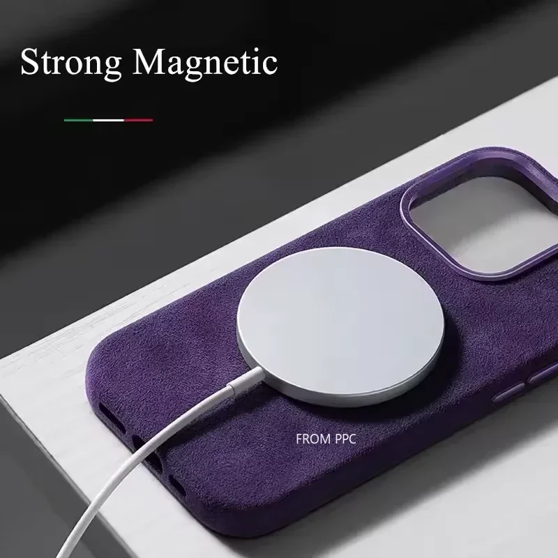 Luxury Italian Flip Fur Leather Phone Case - Magnetic Suede Supercar Design