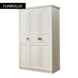 Modern-style solid wood three door wardrobe two-door vertical hinged  modern minimalist white children's room locker wardrobe