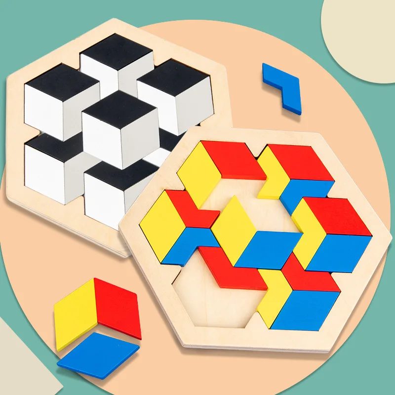 

3D Puzzle Wooden Toys Montessori Puzzle Puzzles Tangram Math Jigsaw Game Children Preschool Imagination Kids Educational Toys