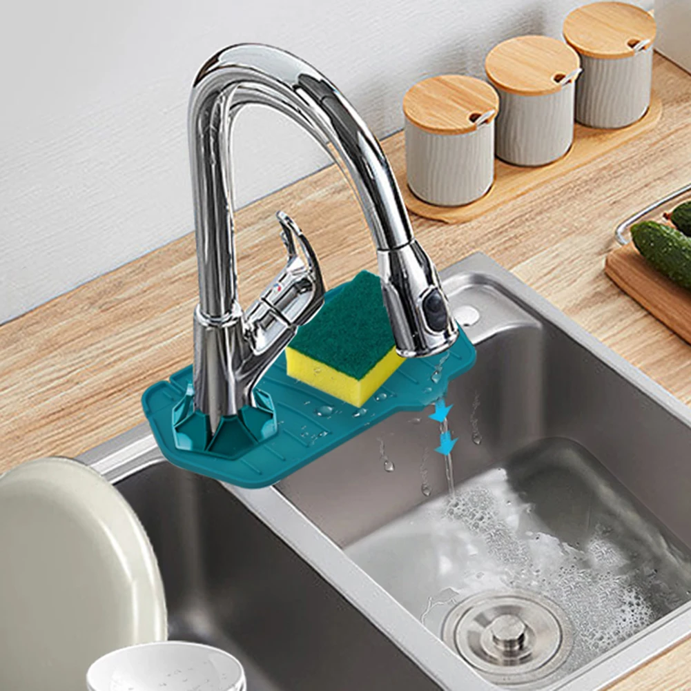 Kitchen Silicone Faucet Mat Sink Splash Guard Faucet Drainage Mat Drying Pad Kitchen Bathroom Double-sided Water Draining Pad faucet mat