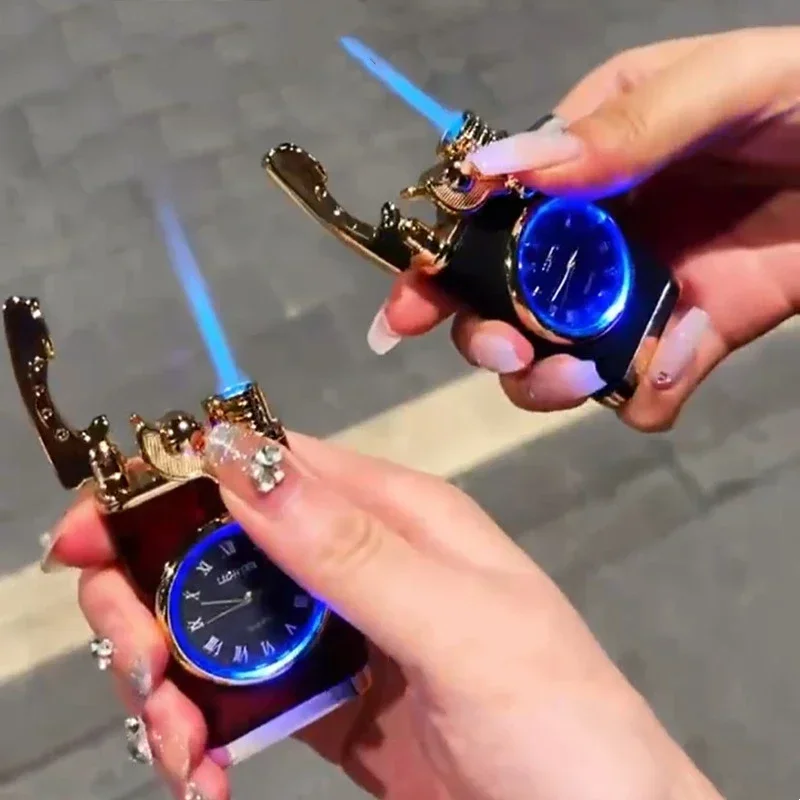 Quartz Watch Butane Jet Flame Torch Lighter Rocker Ignition Men Tool Smoking for butane gas lighter