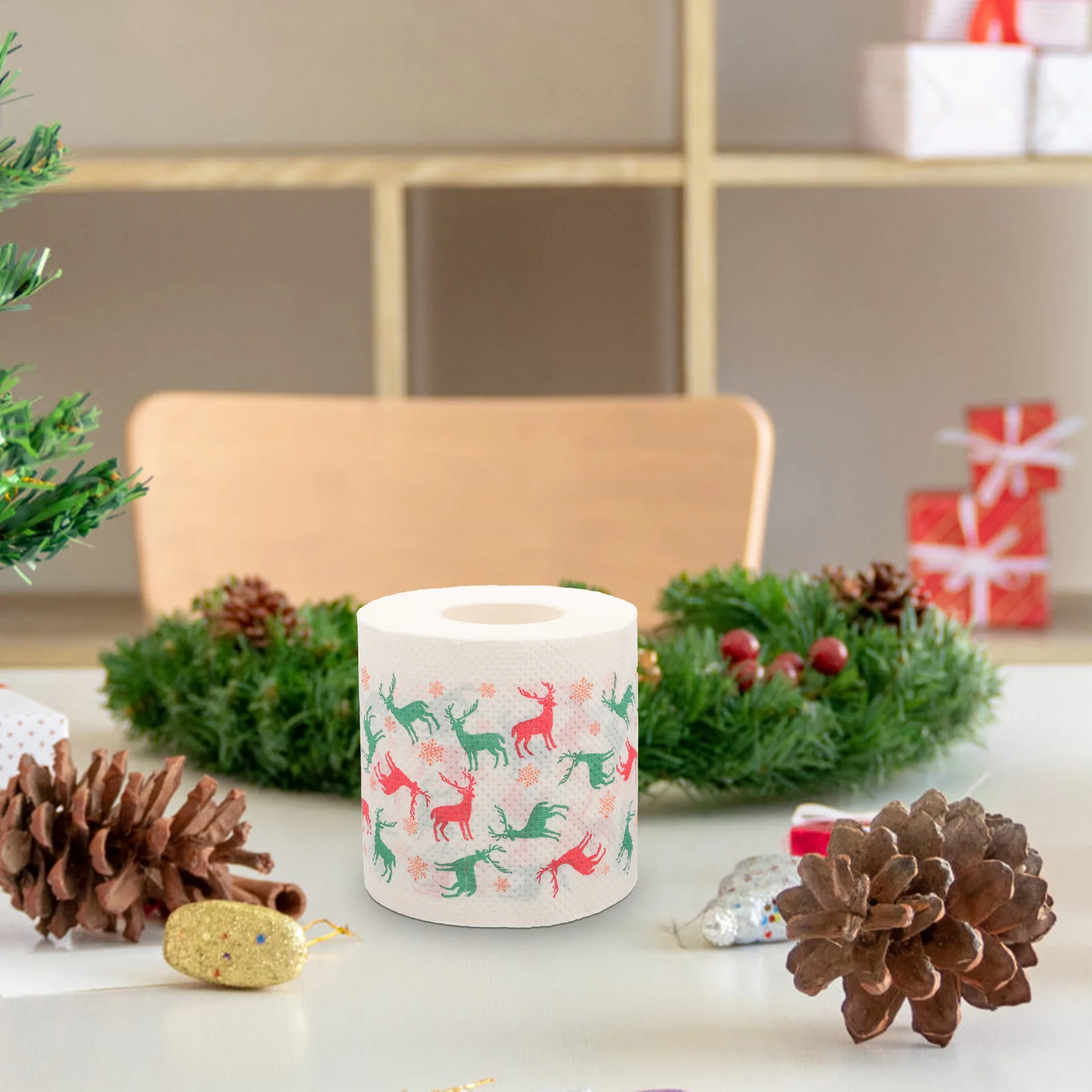 Christmas Deer Tissue Toilet Tissue Supply Household Toilet Wood Pulp Table Printed