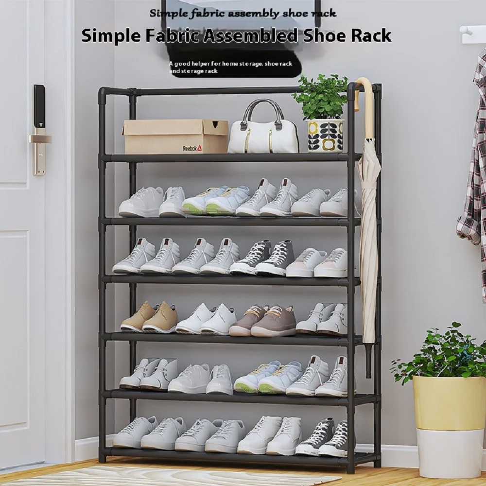 4/5/6 Layer Shelf Living Room Storage Rack Assembled Shoe Rack Portable Shoe Shelf Metal Bedroom Storage