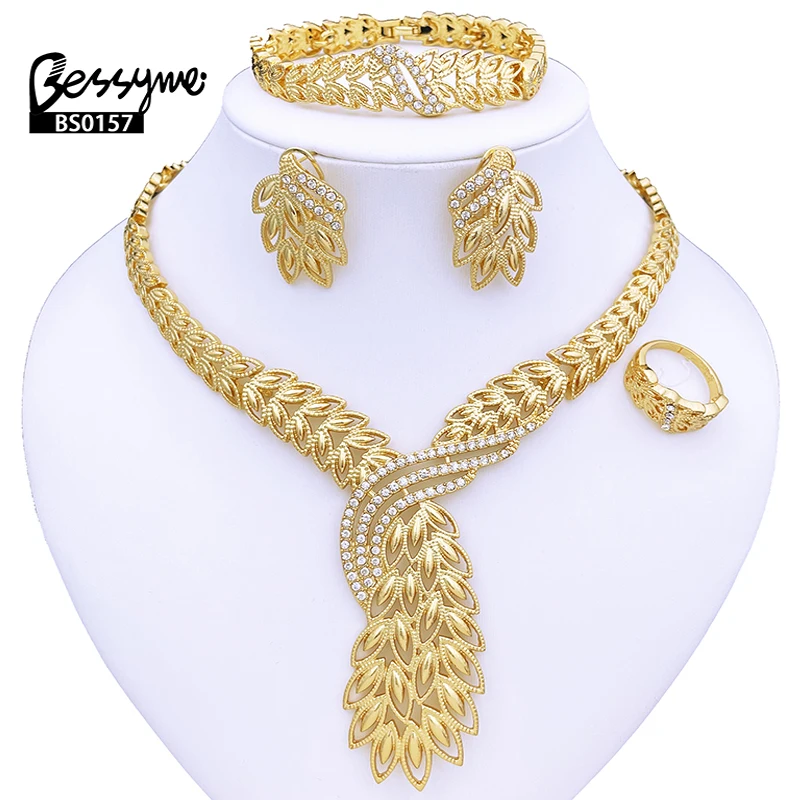 Jewelry Set For Women Fashion Jewelry Gold Color Necklace And Earrings