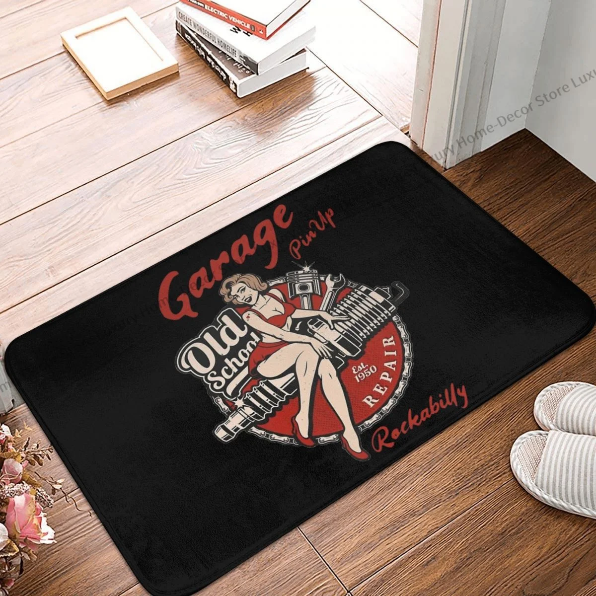 Zerbino Antiscivolo Tappetino Da Cucina Old School Garage Pin Up Girl Essential Floor Tappeto Di Benvenuto Tappeto Decorativo Per La Casa