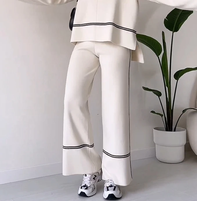 Woman Fashion Casual Loose Pants Two-Piece Set Temperament Commuting New Autumn Women's Long Sleeve Pullover & Trousers Suit