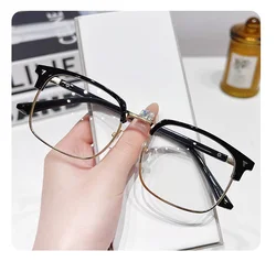 Photochromic Square Half Frame Anti - Blue Light Fashion Eyewear (Gold)