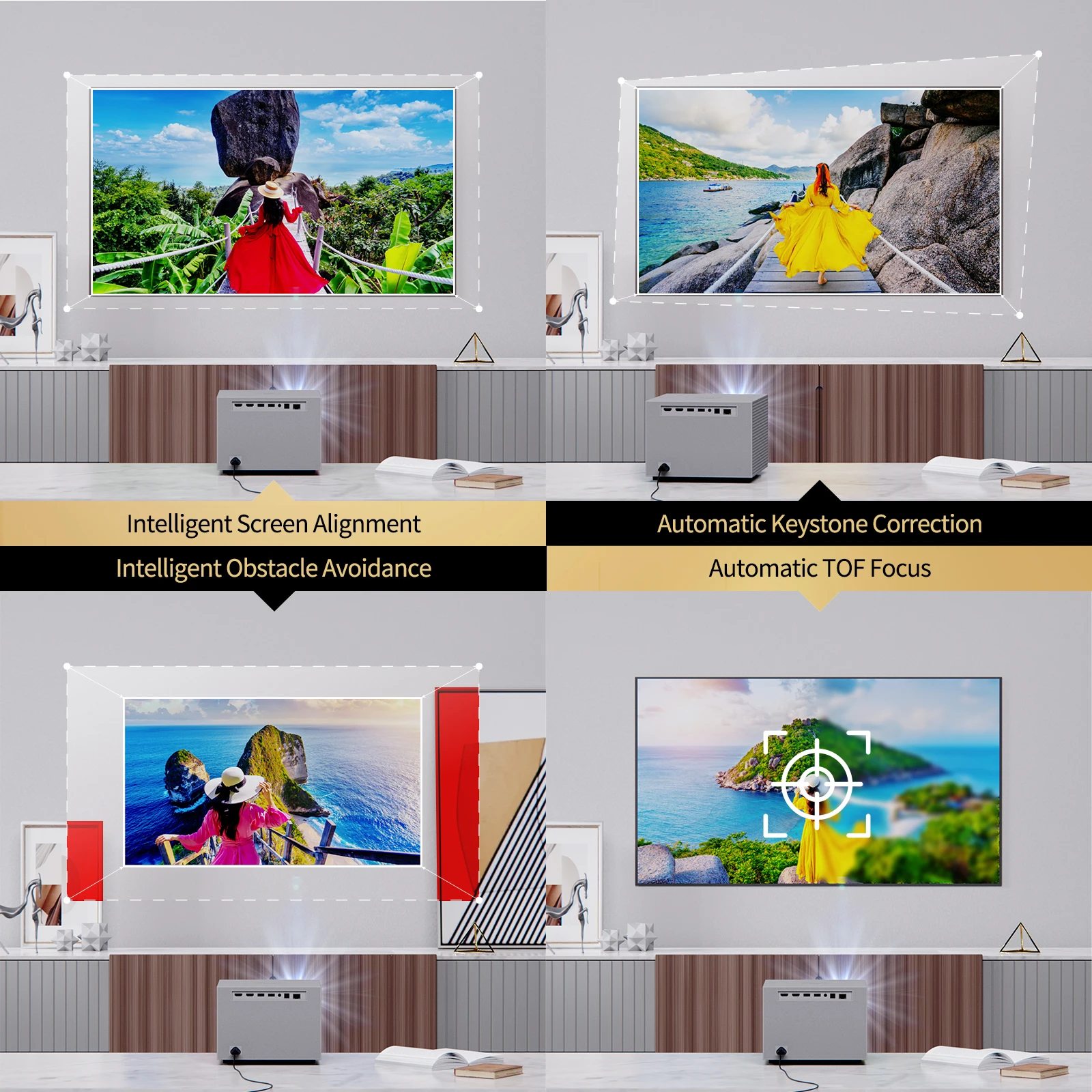 Portable Projector WEMAX VOGUE PRO 1080P HD Home Cinema Projector 1600 ANSI Lumens 4K Supported DOLBY AUDIO & dts-HD Auto Focus