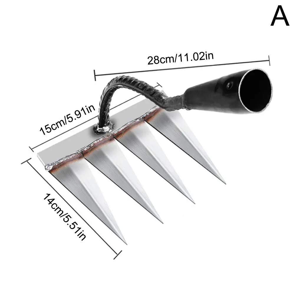 Weeding Hoe Garden Rake Weeding Loose Soil Agricultural Tools Metal Carbon Steel Tooth Nail Rake Garden Weeding Tools