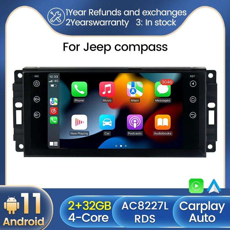4Core 2GB 32GB Android 11 Car Radio Navigation GPS For Jeep Cherokee