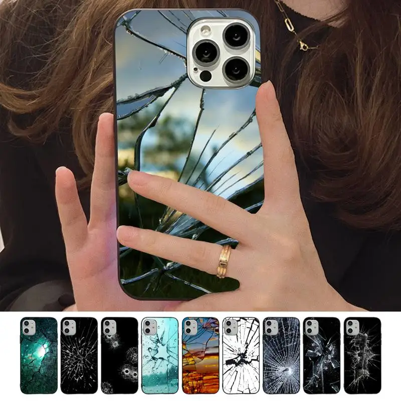 Чехол со сломанным стеклом для телефона iPhone 13 11 8 7 6 6S Plus X XS MAX 5 5S SE 2020 XR pro Funda |