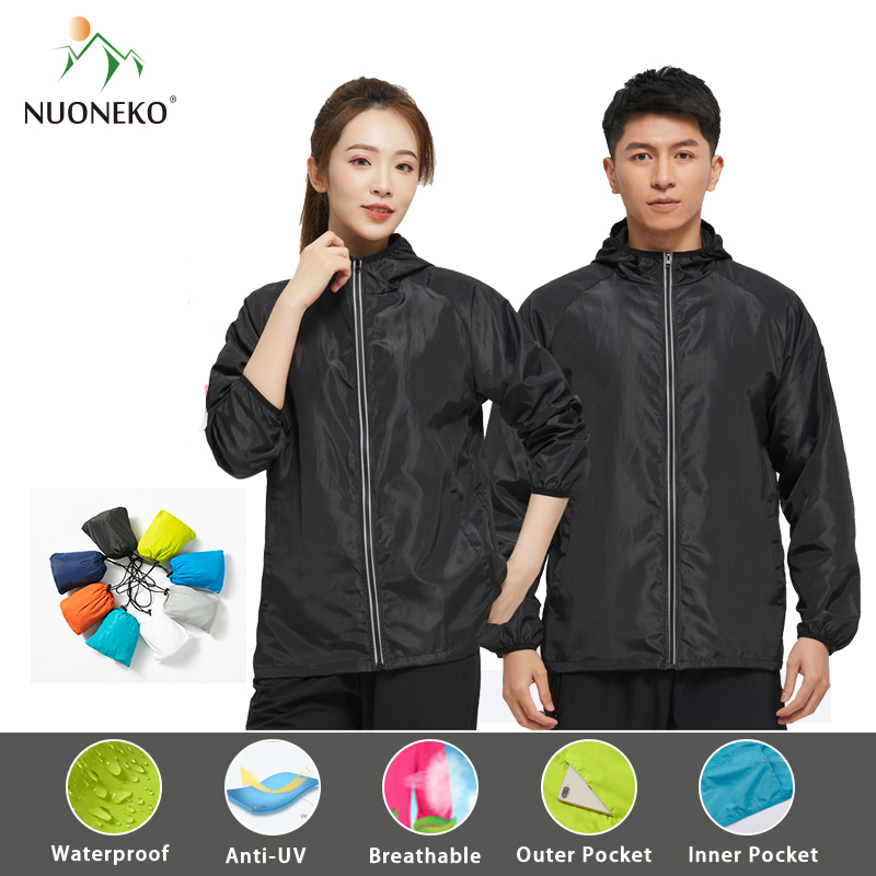 NUONEKO 7XL Outdoor Sport Jacket Men Women Hiking Camping Trekking Quick Dry Windbreaker Sun-Protective Waterproof Rain Coat
