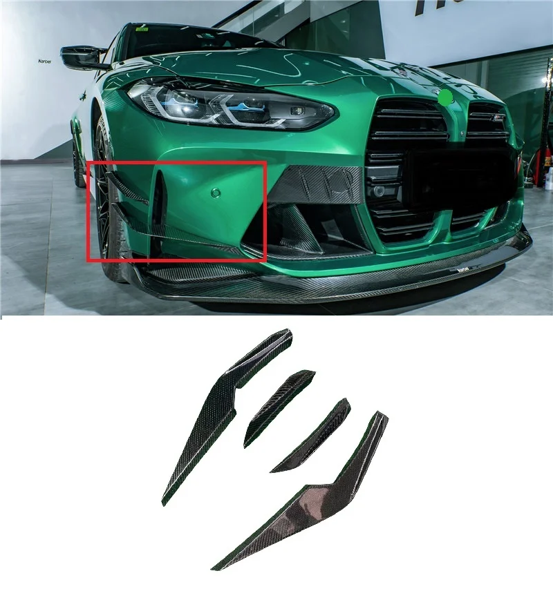 

Real Dry Carbon Fiber Bumper Canard Fins Trims Fit For BMW G80 M3 G82 G83 M4 2021-2023
