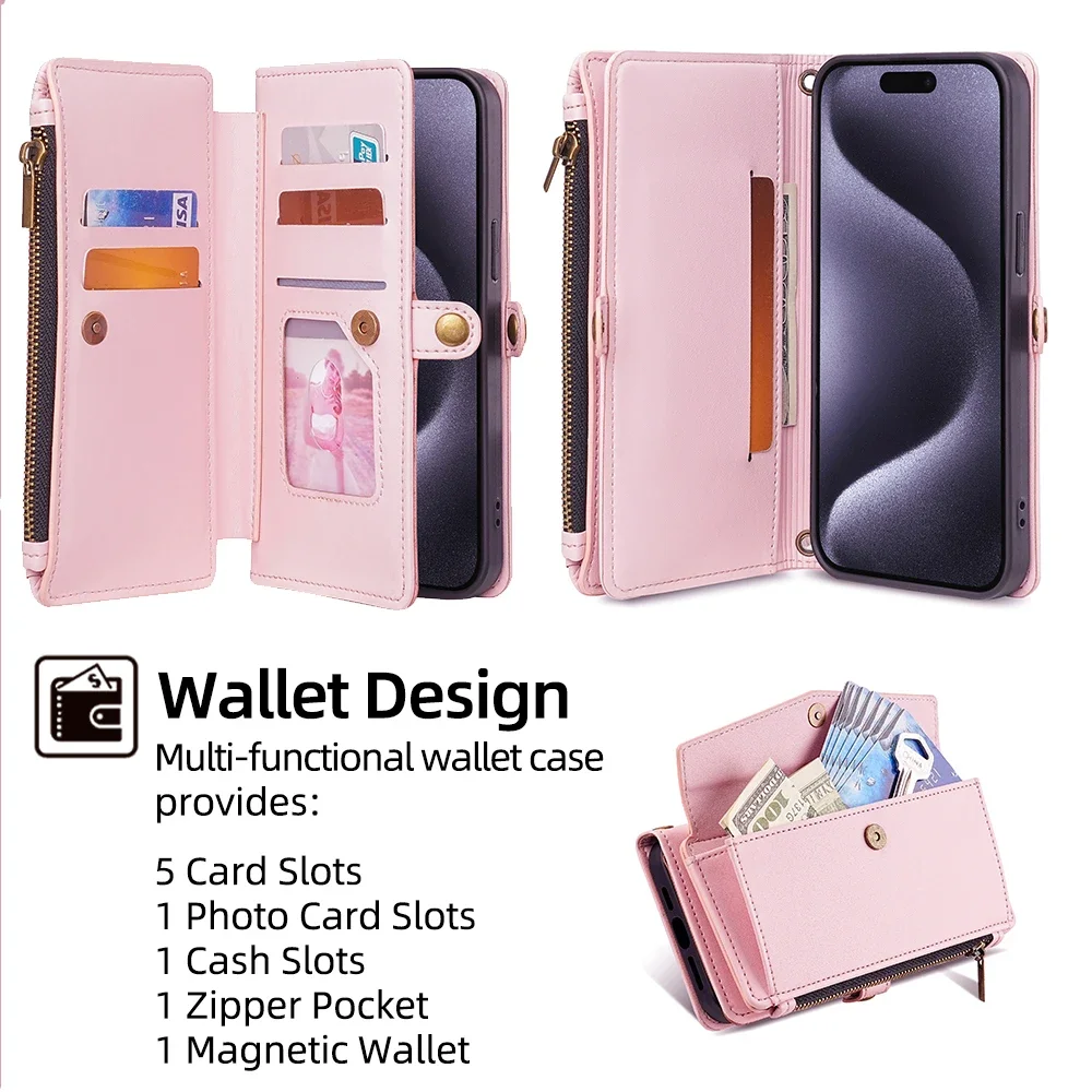 Leather Wallet Crossbody Case - Sleek Design with Multi-Model Compatibility