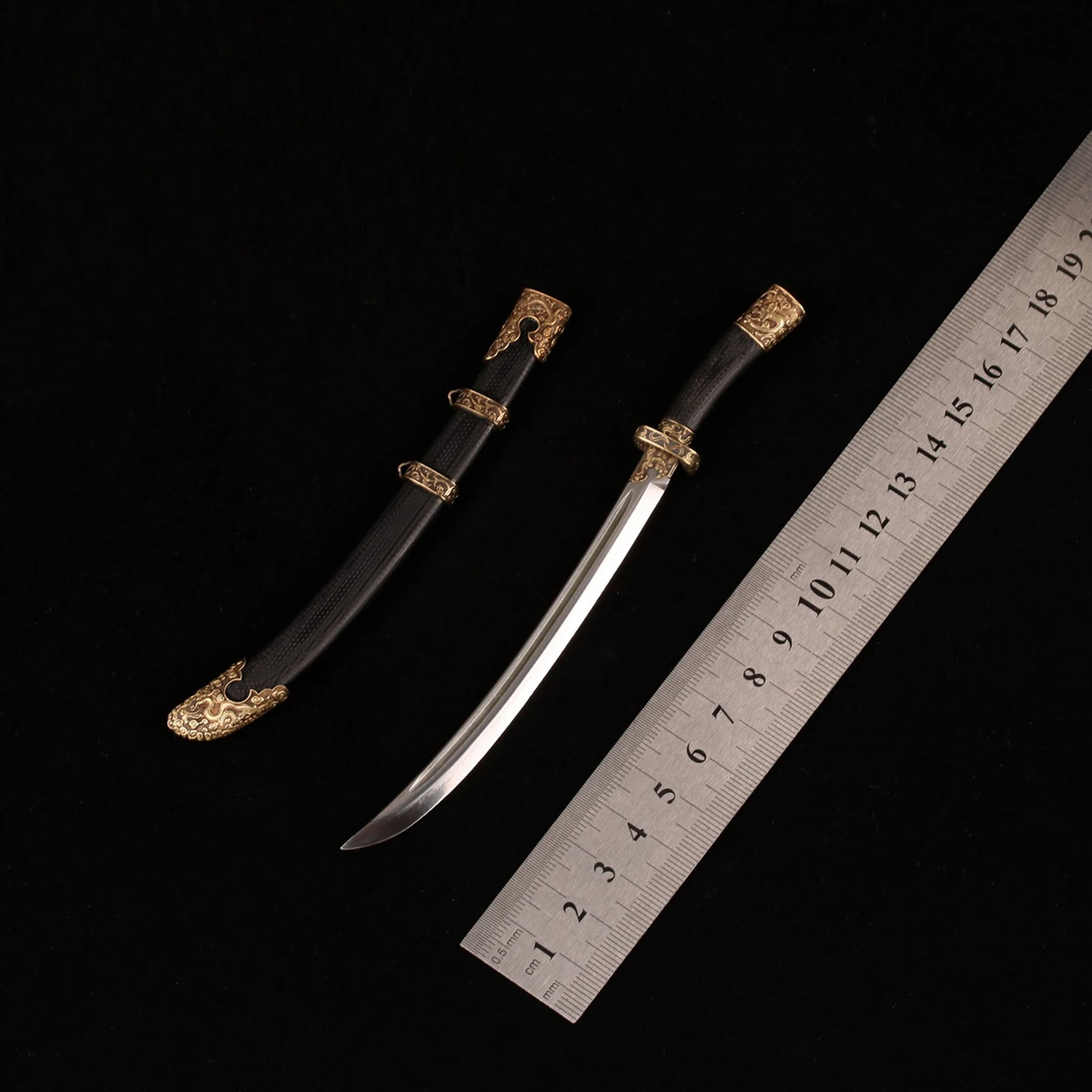 

16cm Miniature 1:6 Chinese Ancient Sword 6.35” Ming-Style Knife Katana Sword Collectible Grade Handmade 1/6 Weapons Miniatures