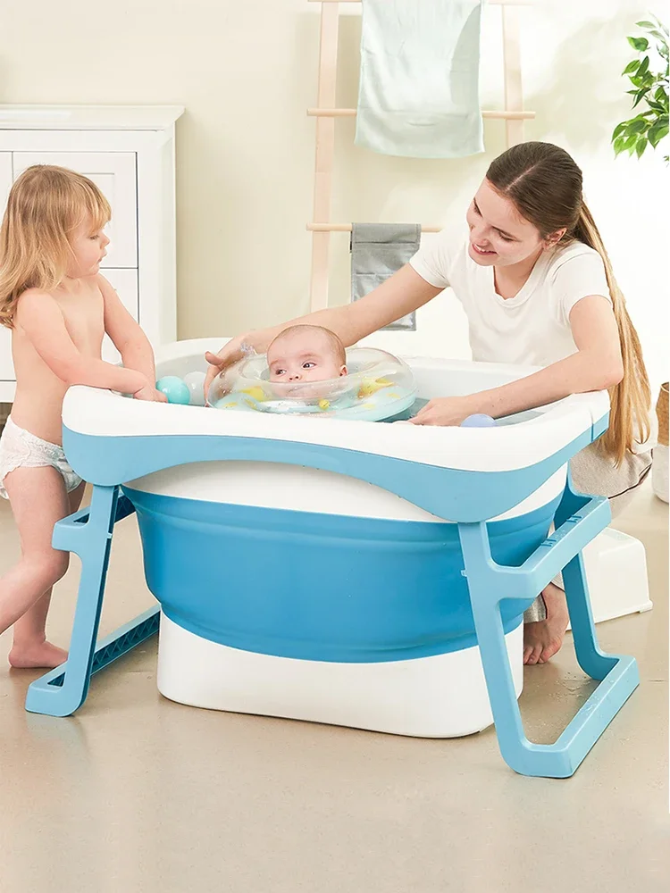 Baby shower basin, baby folding shower bucket, swimming bucket, can sit and lie down, children's bathtub, household, newborn chi