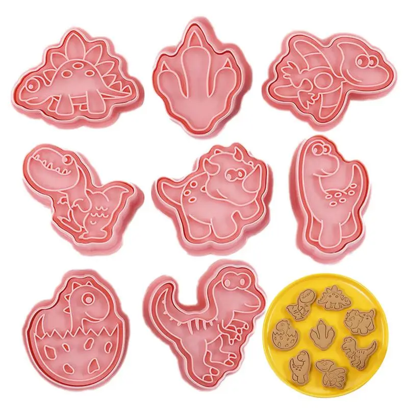 

3D Dinosaur Cookie Cutters Set 8 Style 3D Dino Shape Molds Cutters Stamps Fondant Molds For Kids Children Baking Cookie Fondant