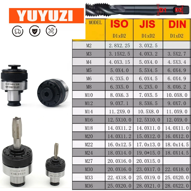 Патрон для нарезания GT12 GT24 TC820 M4 M6 M8 M10 M12 M14 M16 M18 M20