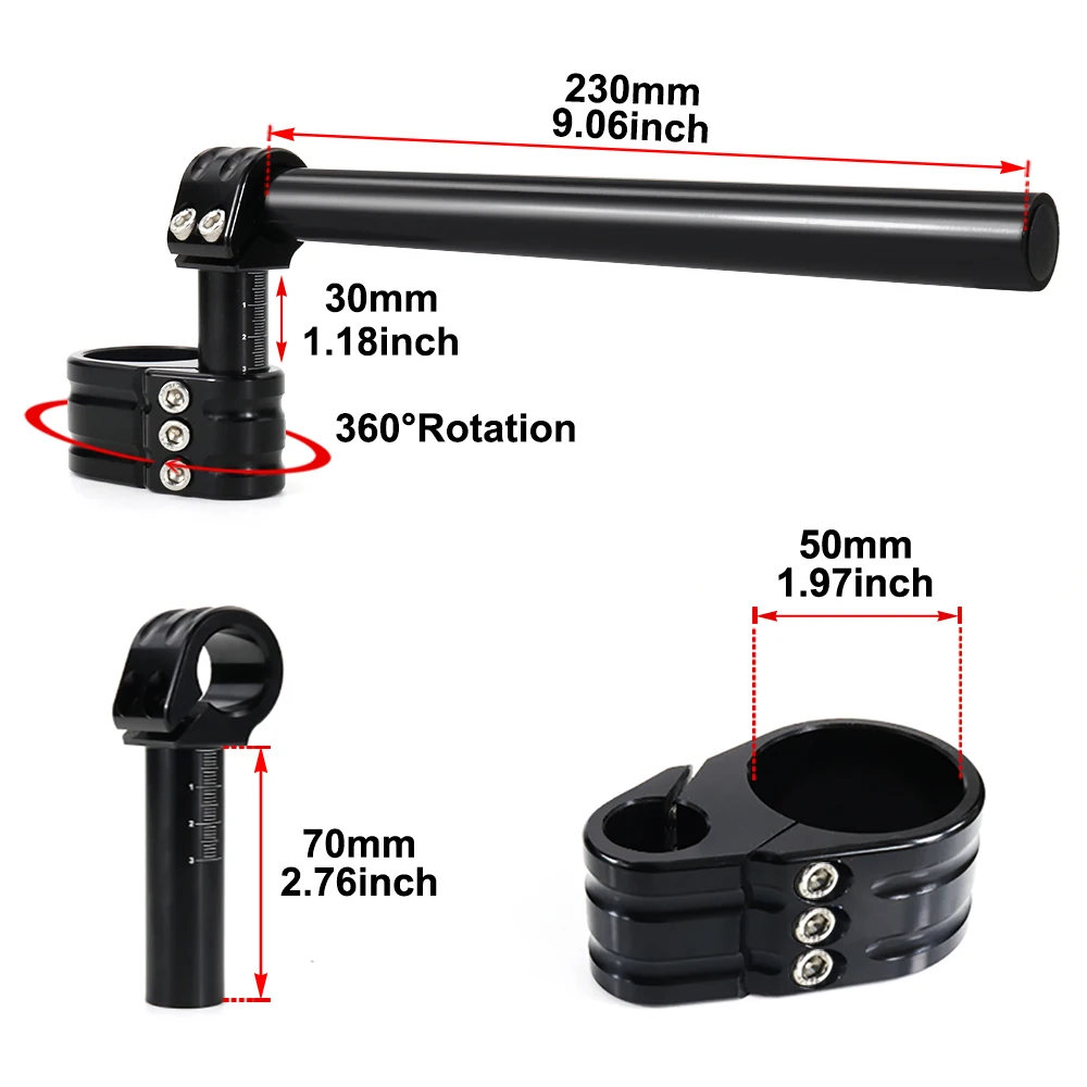 50mm Adjustable Clip-ons Handlebar Raiser For Ducati 750 SS 900 SS ST3 Honda CBR1000RR RC51 Triumph Street Triple MV AGUSTA F3 6