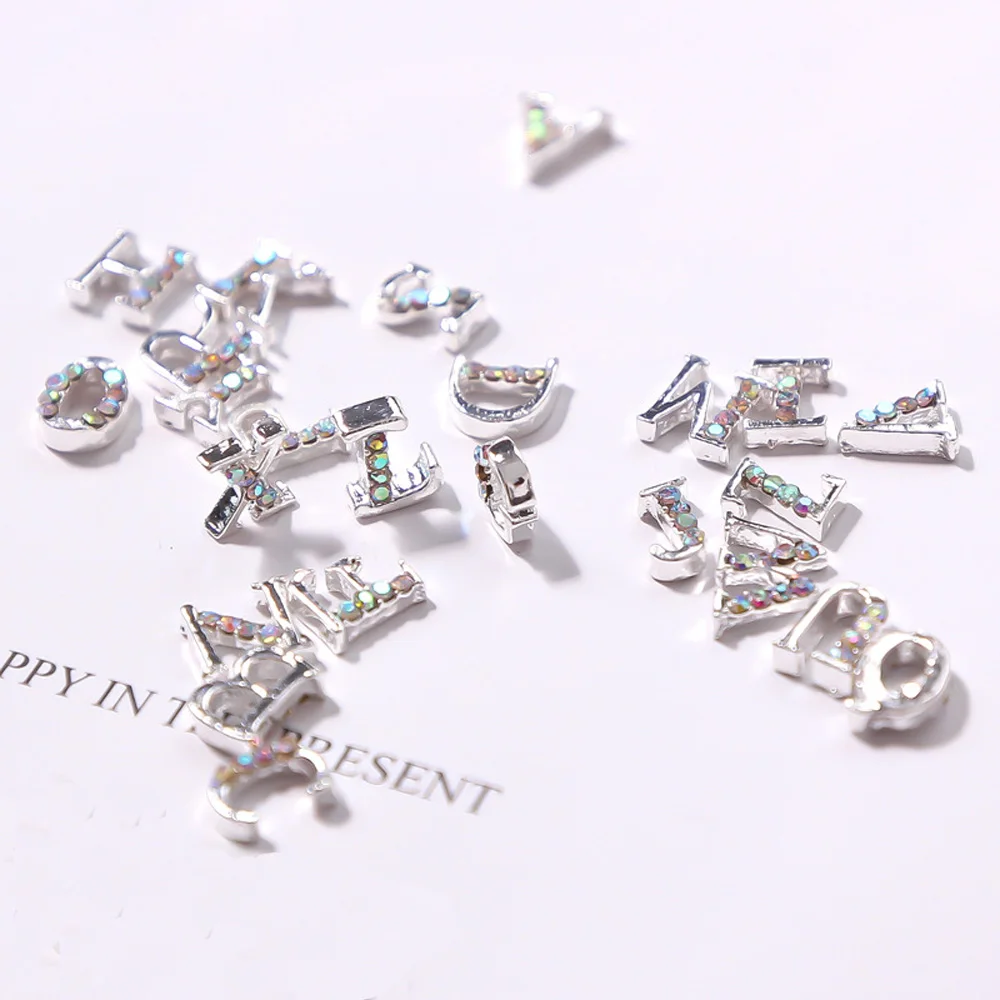 10Pcs 3D Letter Nail Charms Luxury Alloy Alphabet Rhinestones Jewelry 5*6mm  A-Z Crystal Diamond Letter Manicure Decoration^HD-4H - AliExpress