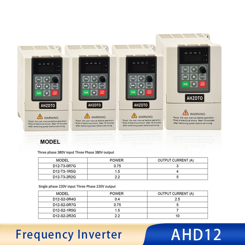 모터 속도 제어 인버터용 가변 주파수 드라이브 컨버터, 경제적인 미니 VFD, AHD12, 220V, 0.75, 1.5, 2.2KW, 1HP, 2HP, 3HP