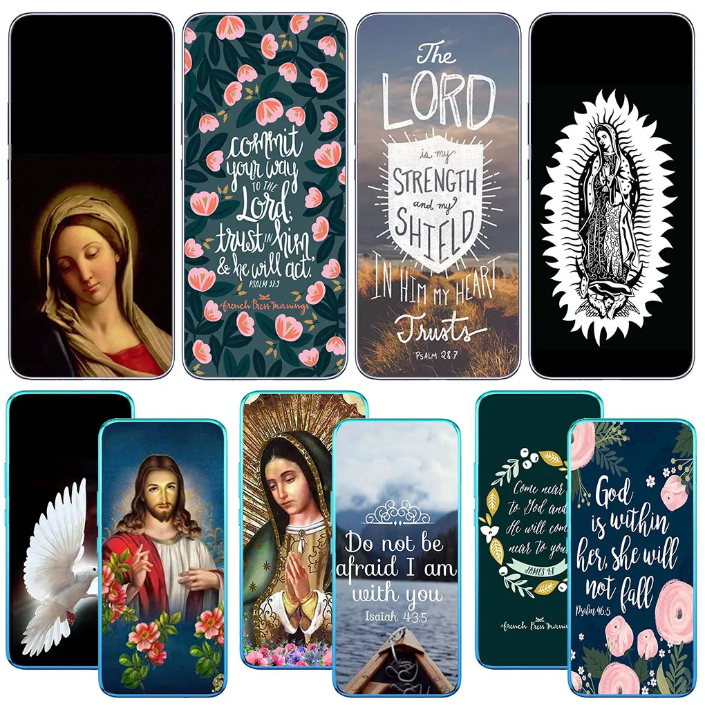 Bibbia Verse Jesus Christ Virgen De Guadalupe Cover Per Realme C35 C55 C30S 10 9 Pro Plus + Narzo 50 5G 50I Pro + 6 6I Case