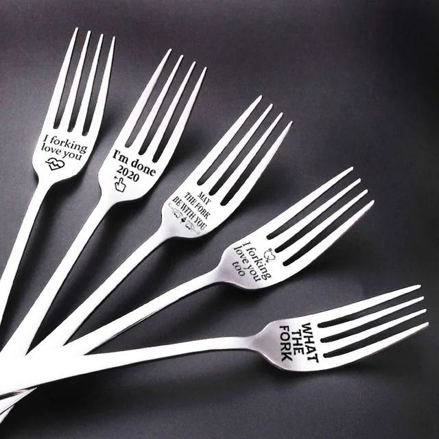 Valentine s Day Gift Anniversary for Boyfriend Girl Stainless Steel Fork: I Forking Love You Present Best Gift for Wife Husband