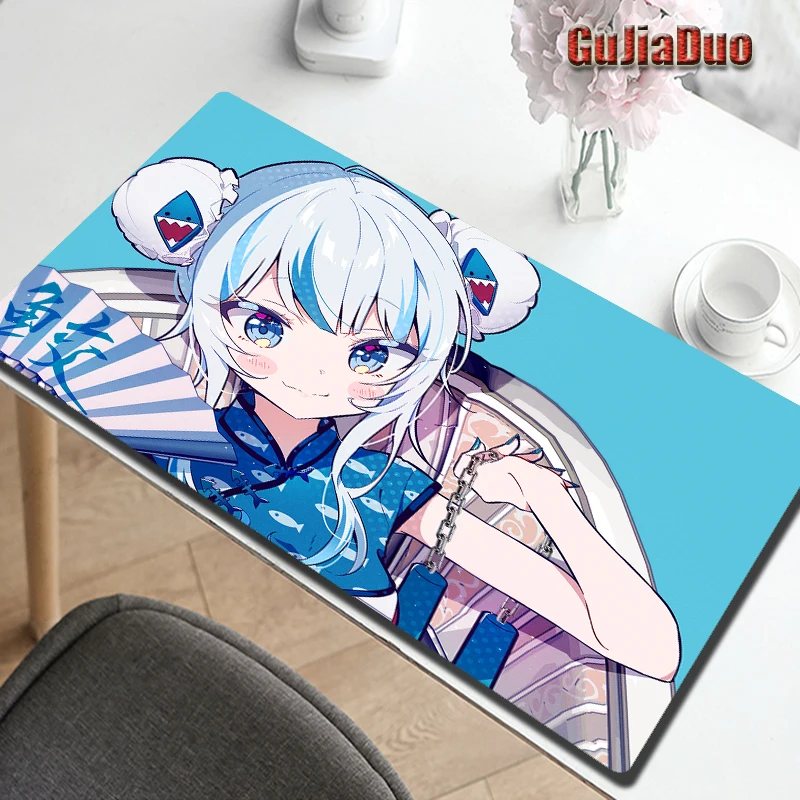 

Gawr Gura Cute Anime Girl Mouse Pad Laptop Table Desk Mat Gaming Room Accessories Kawaii Gamer Cabinet Pc Cushion Comic Mousepad
