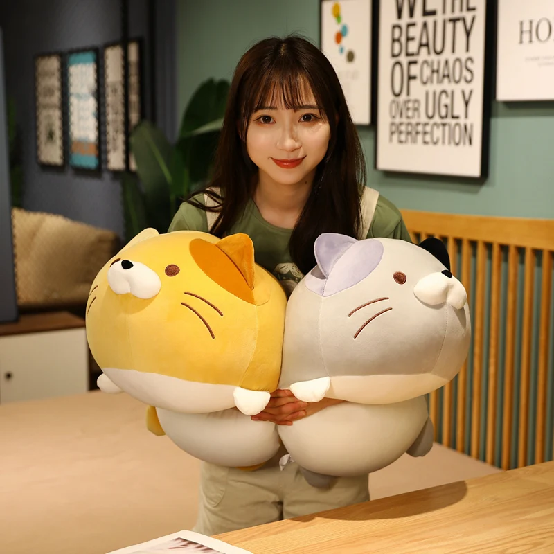 일본 스타일 뚱뚱한 고양이 봉제 인형 장난감, 동물 부드러운 포옹 베개 봉제 고양이 인형 방 장식, 어린이 여아용 세탁 가능 선물, 60cm