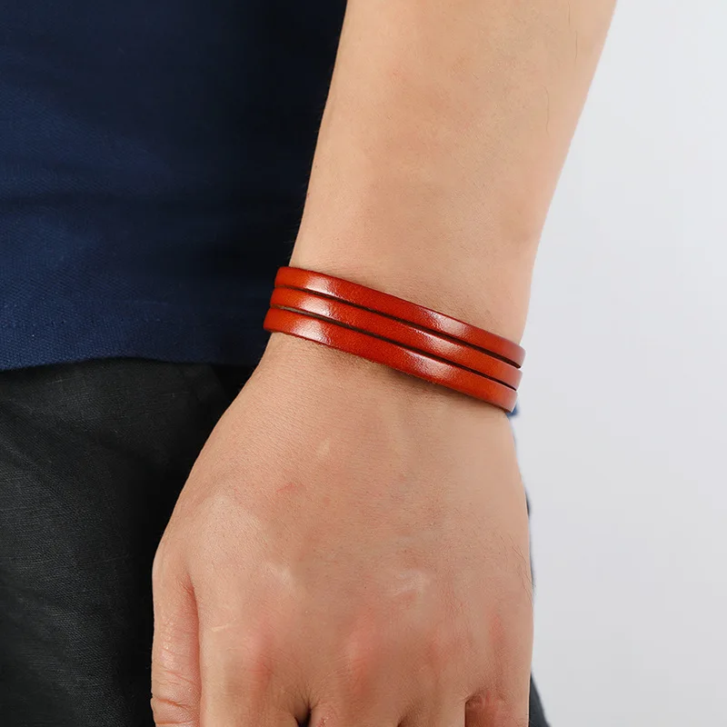 Leather Viking Bangle Bracelet for Men