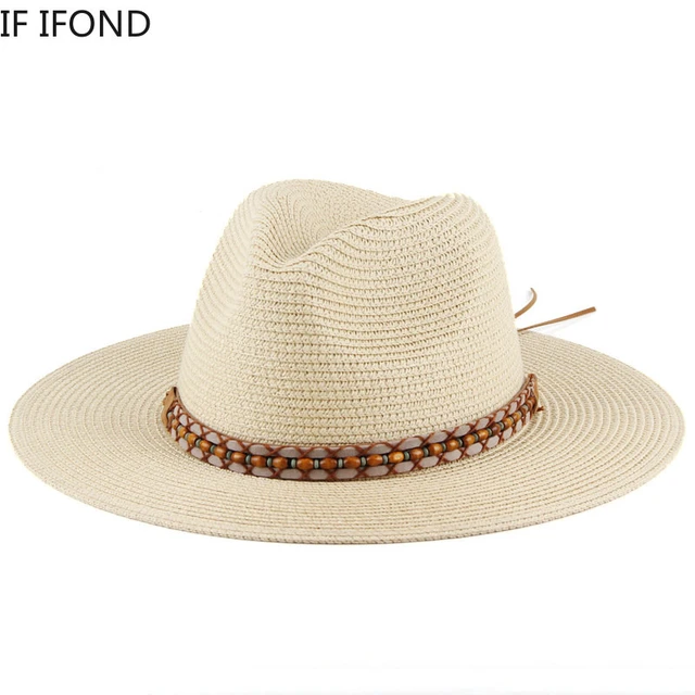 New 54-56-58-60CM Soft Straw Hat Summer Women/Men Wide Brim Beach Sun Cap  UV Protection Panama Hats Parent-child Hat gorras - AliExpress