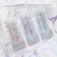 Planwith Kawaii 4Pcs/Set Gel Pen Stationery Student Supplies Solid Color RosyPosy Ballet Series 0.38/0.5mm Black Writing Pen 1