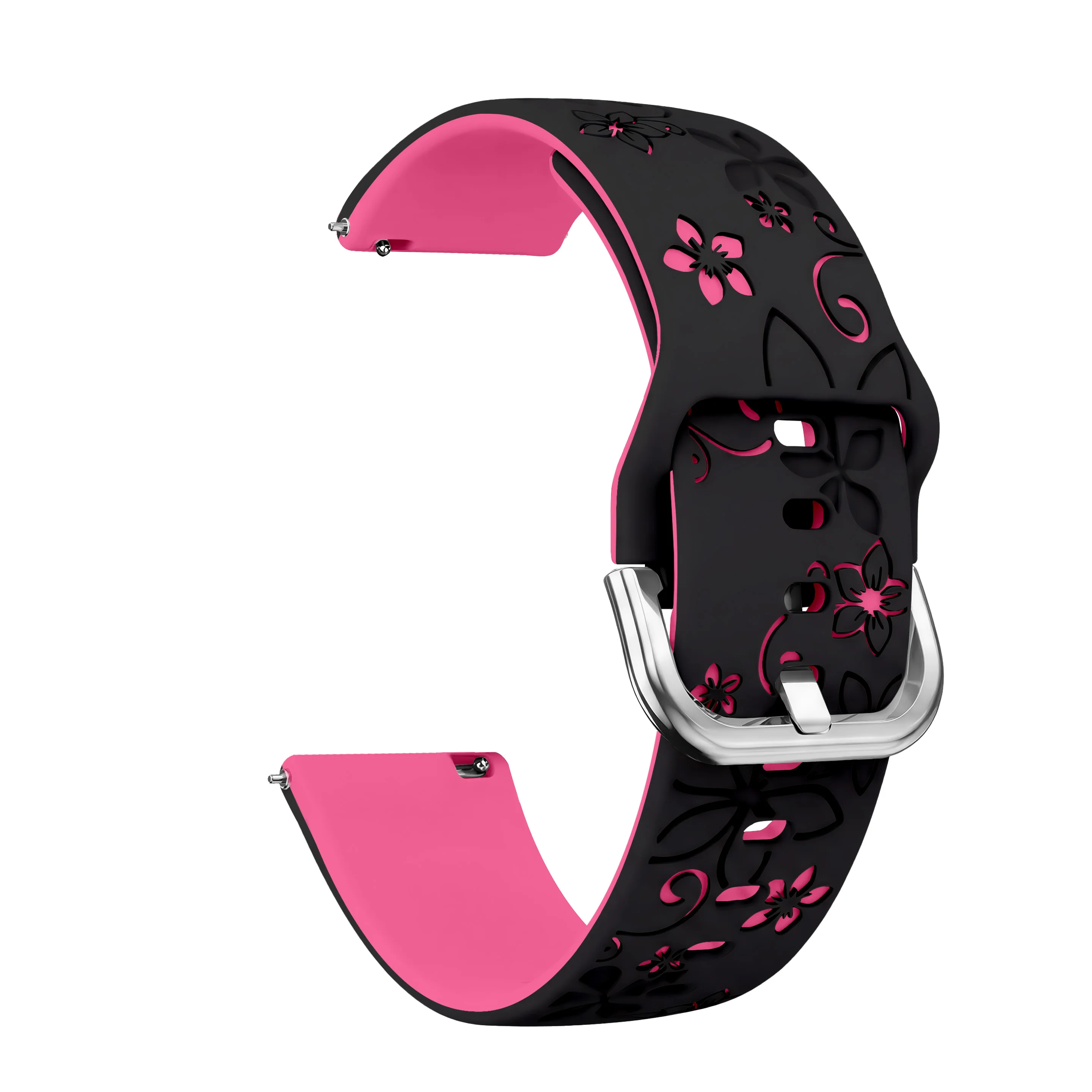 Engraved Breathable 18mm Silicone Watch Strap
