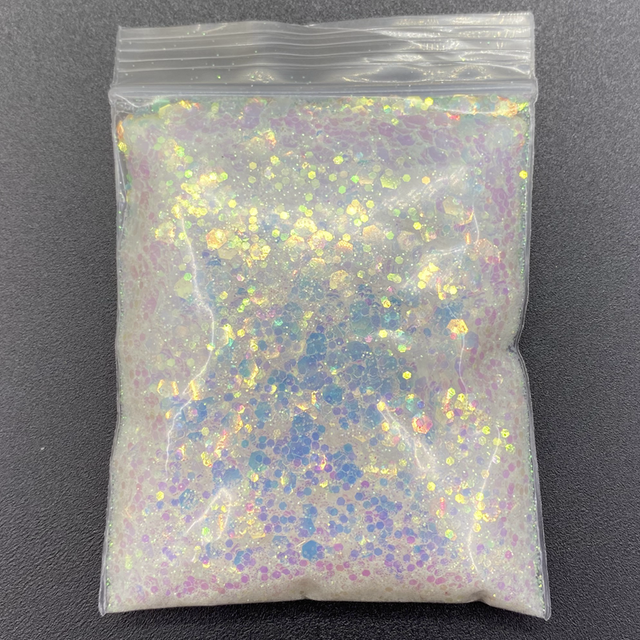 Laser Hexagon Holographic Chunky Glitter Nail Tips Glitter Powder Mermaid  Flakes Sparkly Glitter Resin Crystal mud