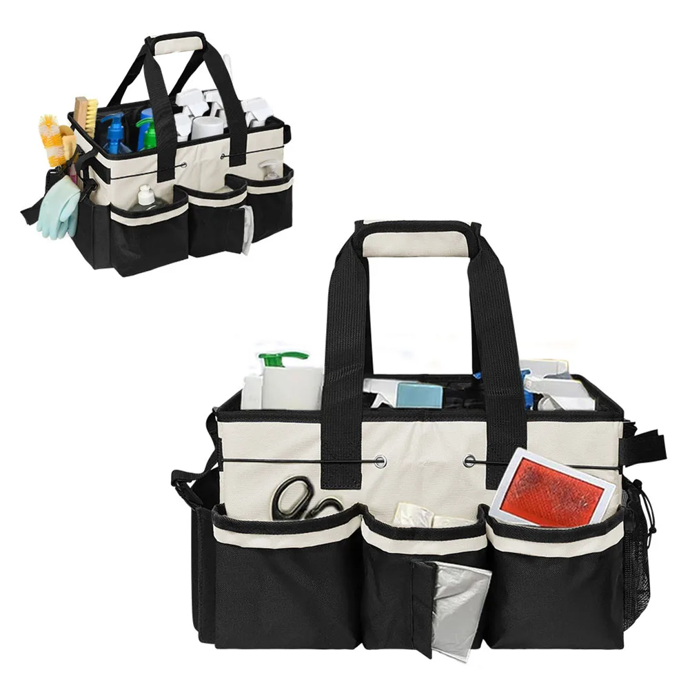 Cleaning Supplies Organizer with Handle Cleaning Tool Organizers Storage Tote Bag Under Sink Car Cleaning Tool Organizer Bag