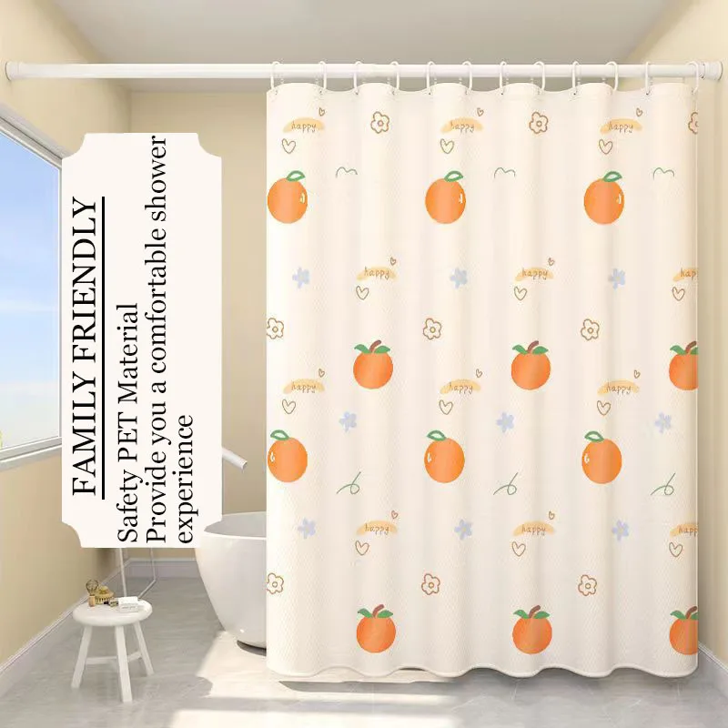 Peach Shower Curtain 180cm &times; 200cm Bright and Colorful Design Waterproof Fabric with 12 Hooks shower curtains