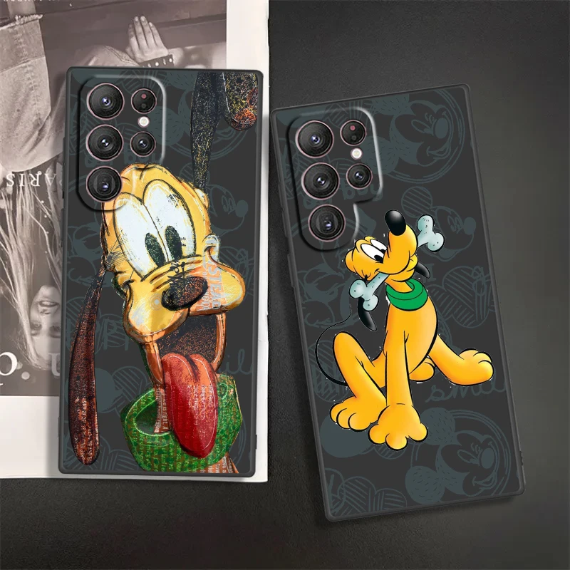 Custodia Per Telefono Disney Mickey Dog Pluto Per Samsung S24 S23 S22 S21 S20 Fe S10 S10E Ultra Plus Lite Cover Morbida Nera