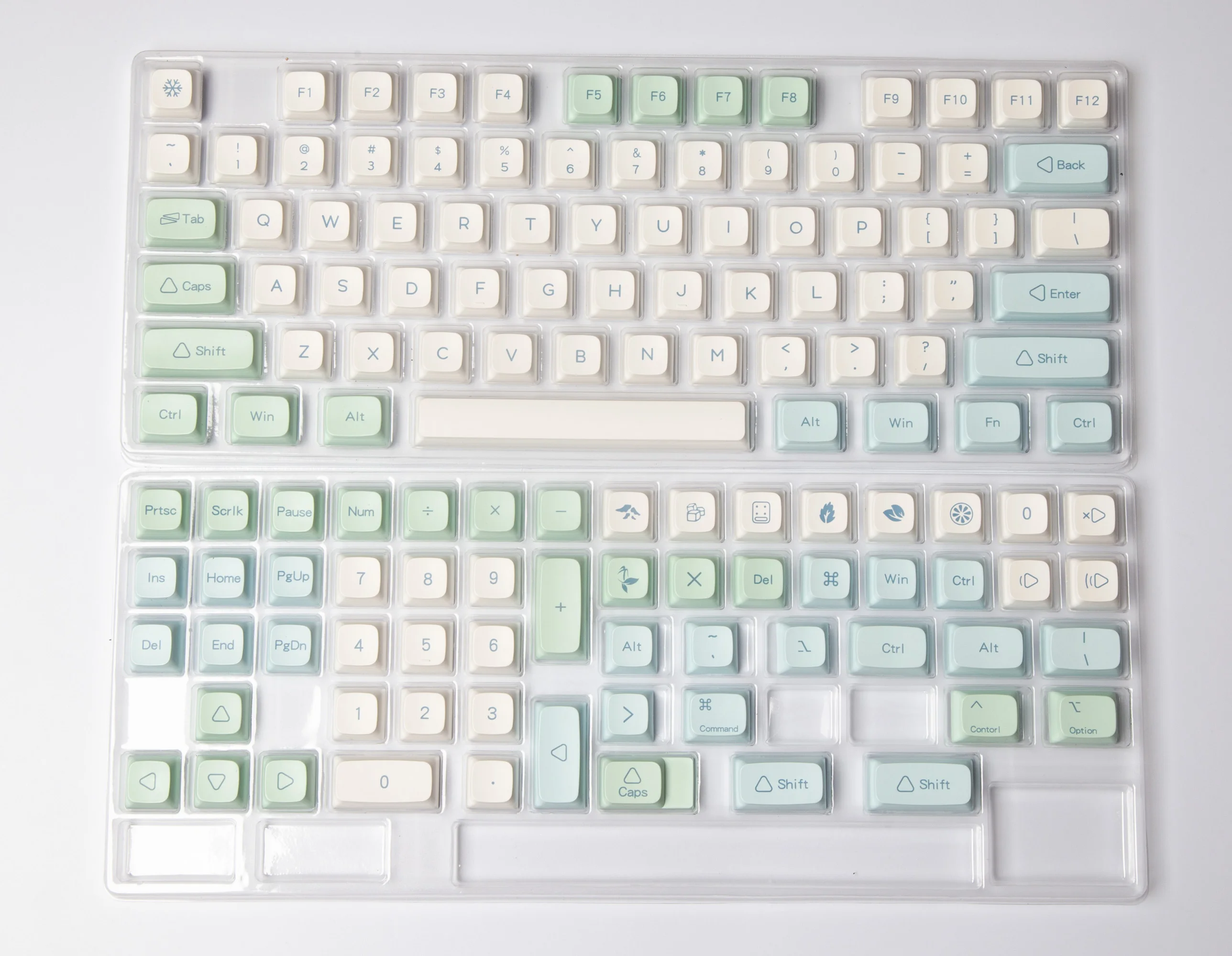 XDA 132 Keys PBT Dye Sub Keycaps XDA Minimalist Green Ice Mint For Mx Switch Mechanical Keyboard 68 84 89 980 104 Layout desktop computer keyboard