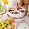 Simplicity Transparent Portable Fruit Plate Outdoor Handle Ice Bucket Creative Living Room Home Compartment Snack Fruit Plate 1