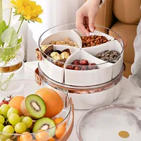 Simplicity Transparent Portable Fruit Plate Outdoor Handle Ice Bucket Creative Living Room Home Compartment Snack Fruit Plate 1