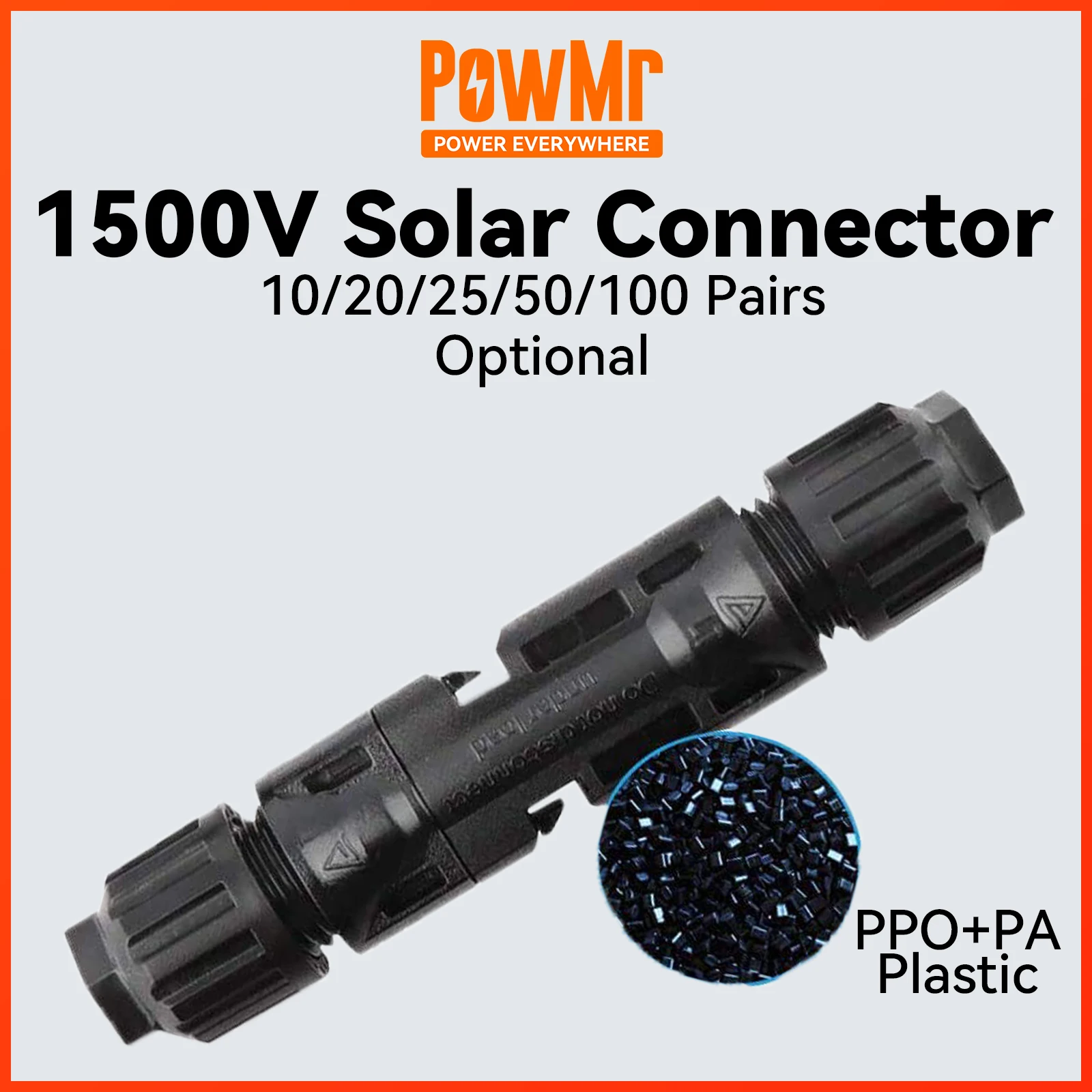 

PowMr Solar Connectors Male and Female 1500V IP67 10 Pairs 20 Pairs 25 Pairs 50 Pairs 100 Pairs