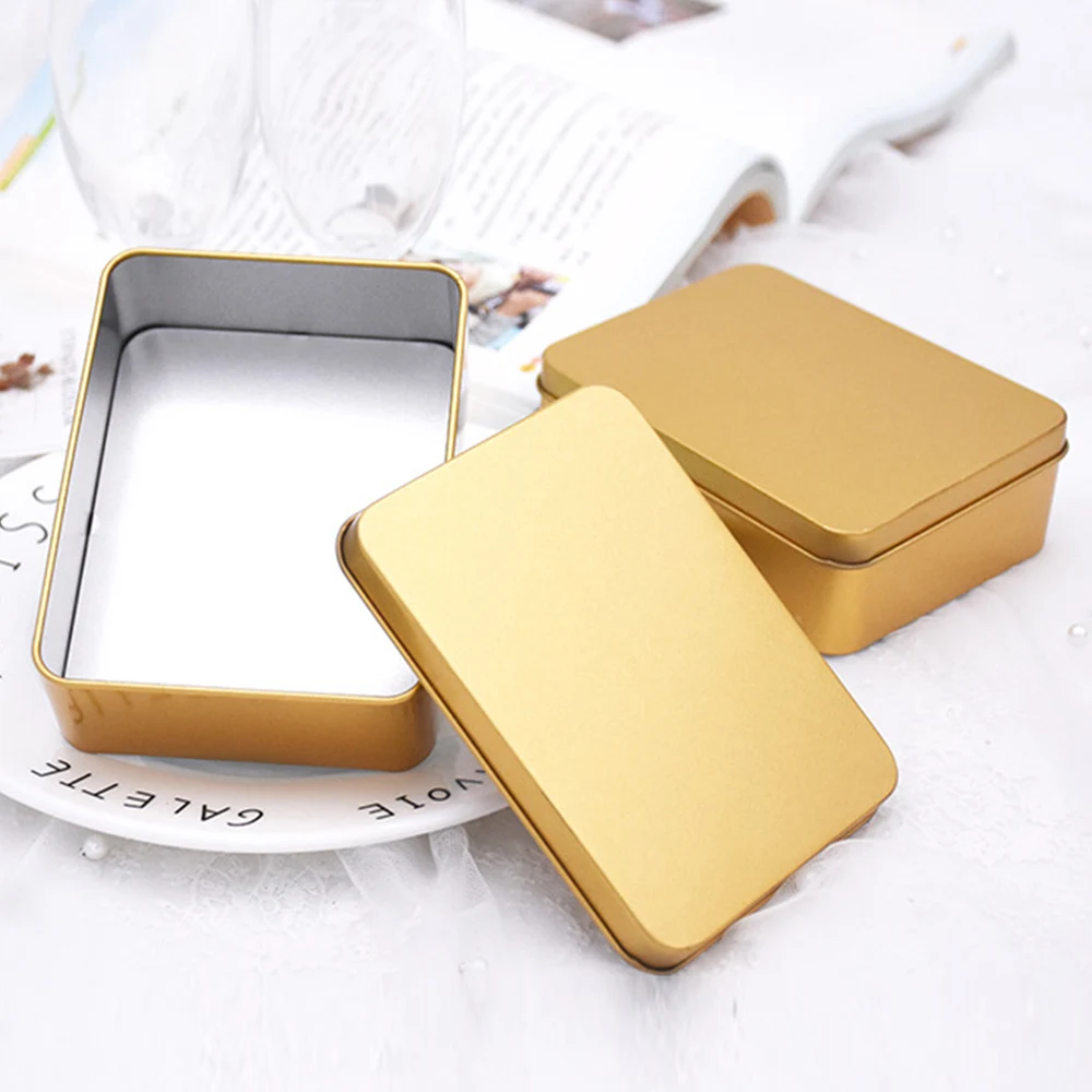 Gift Box Square Storage Box Candy Pill Cases Tinplate Box Jewelry Box Tin Box Card Storage Box Multifunctional Durable Portable 4