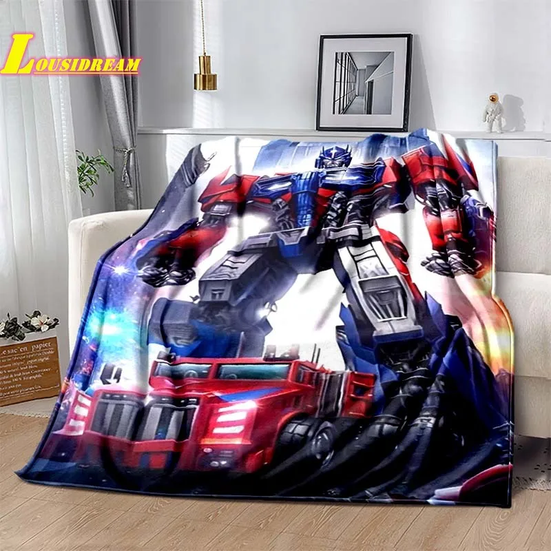 Popular cartoon Autobot T-Transformers fashion soft flannel blanket sofa bed cover outdoor picnic warm blanket birthday gift 2