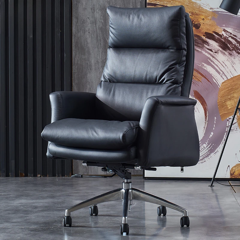 

Boss's chair can be reclined in genuine leather, home computer chair, office swivel chair