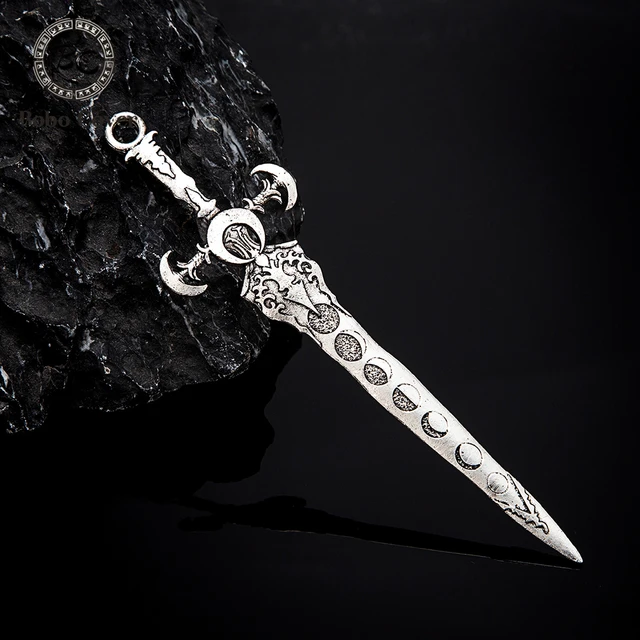 Vintage Vikings Lunar Phase Sword Hair Stick for Women Norse Cross