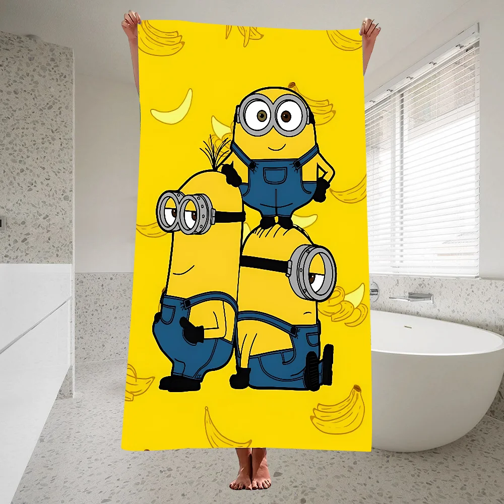 Cute M-minions Towel Quick Drying Pure Cotton Polyester Thick Bath For Children Adults Sports Travel Swimming And Surfing Towels 3