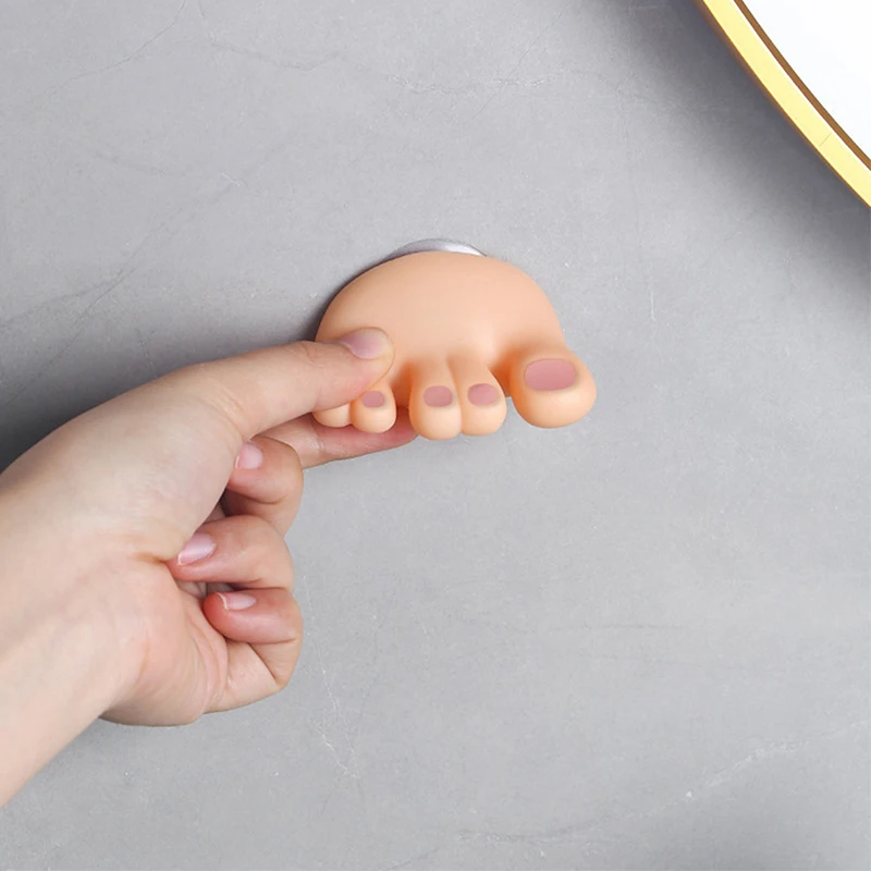 Funny Finger Toes Suction Cup Toothbrush Holder Wall Mounted Tooth Brush Storage Rack Bathroom Storage Stand Organizer
