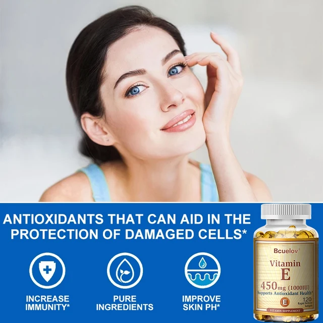 1681-970d95.jpg Bcuelov Vitamin E 450MG (1000 IU) - Natural Antioxidant, Promotes Skin, Immune and Heart Health, Helps Blood Circulation