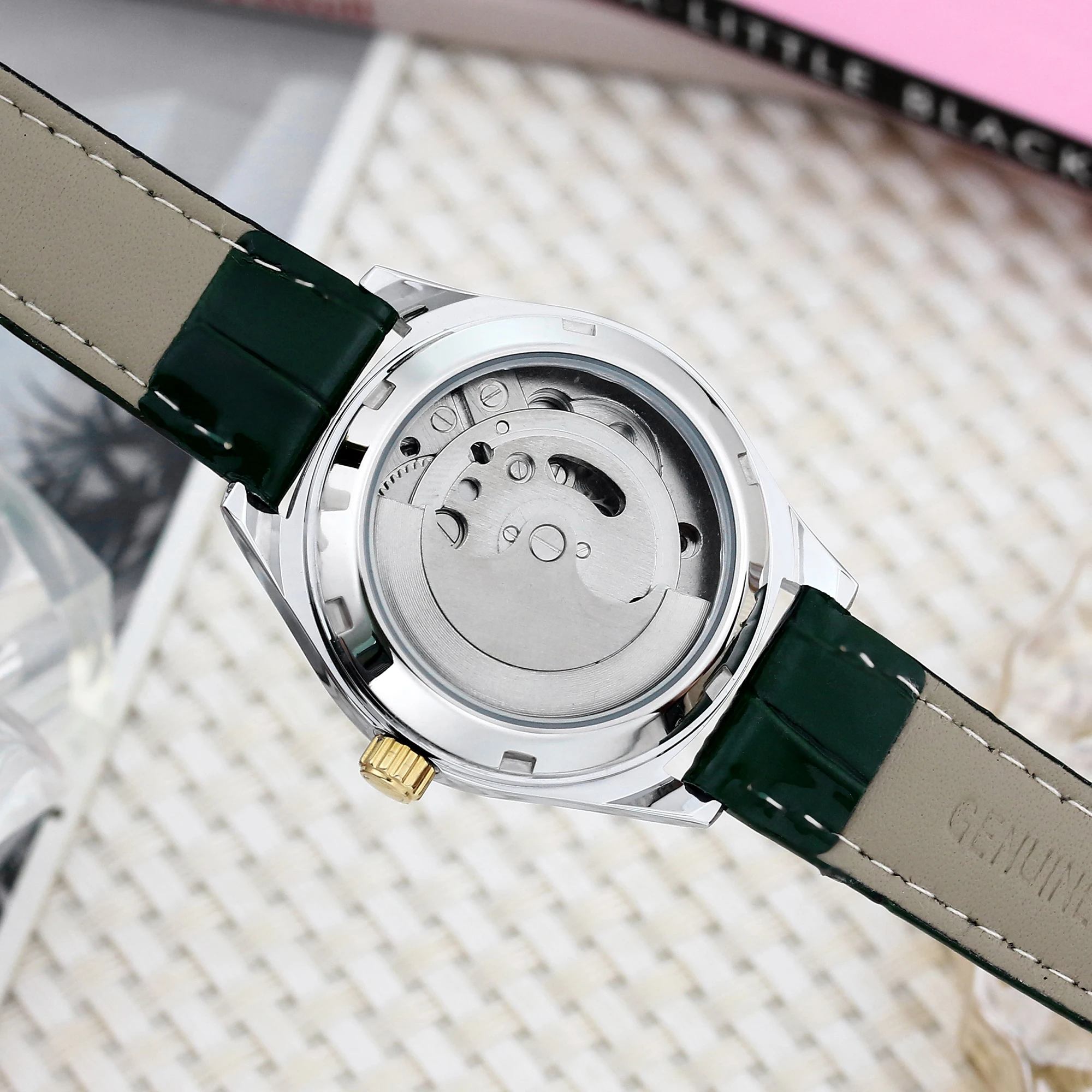 Women's Luxury Luminous Leather Watch - Automatic, Mechanical, & Waterproof Design